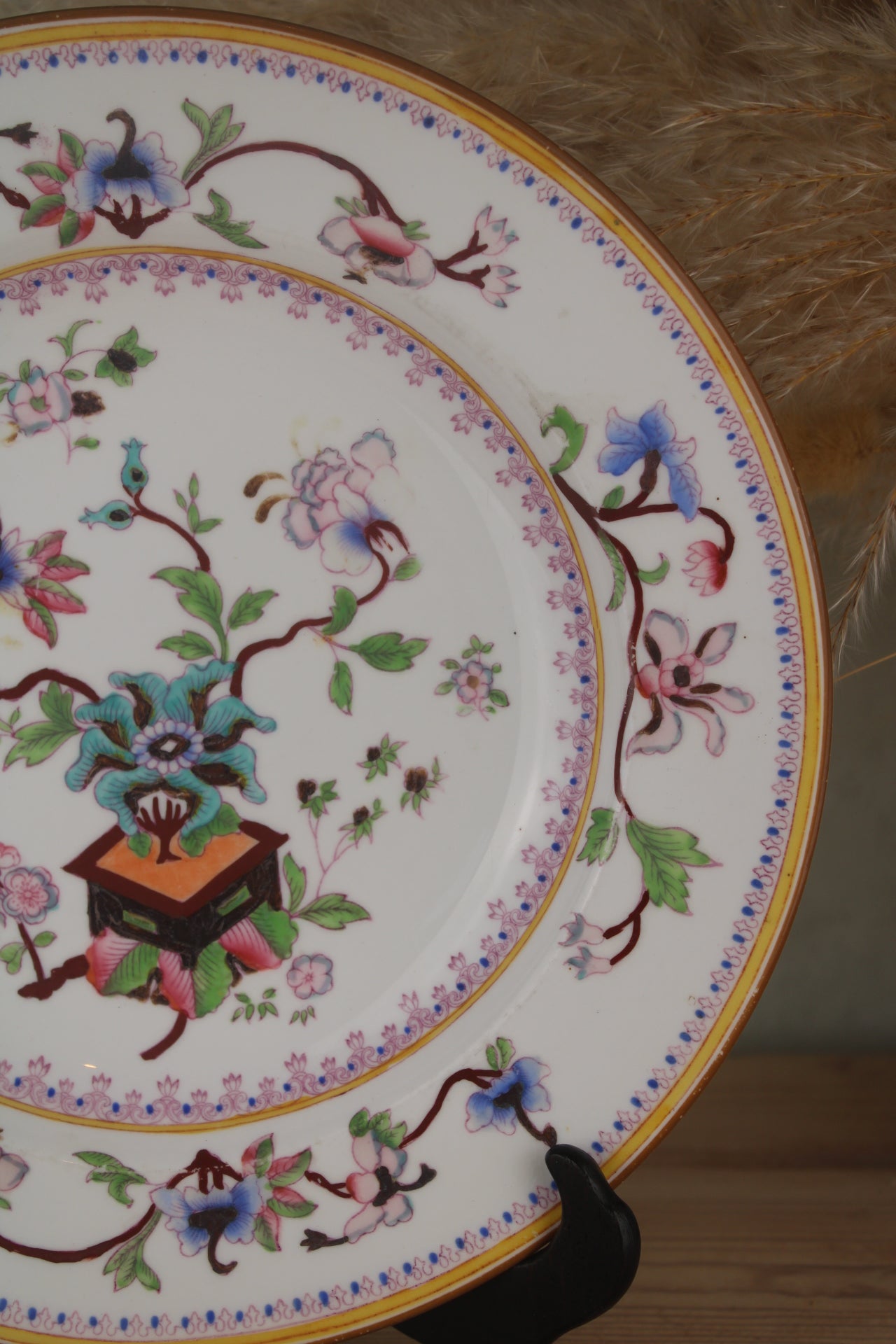 Orange and Pink Hand Painted Plate