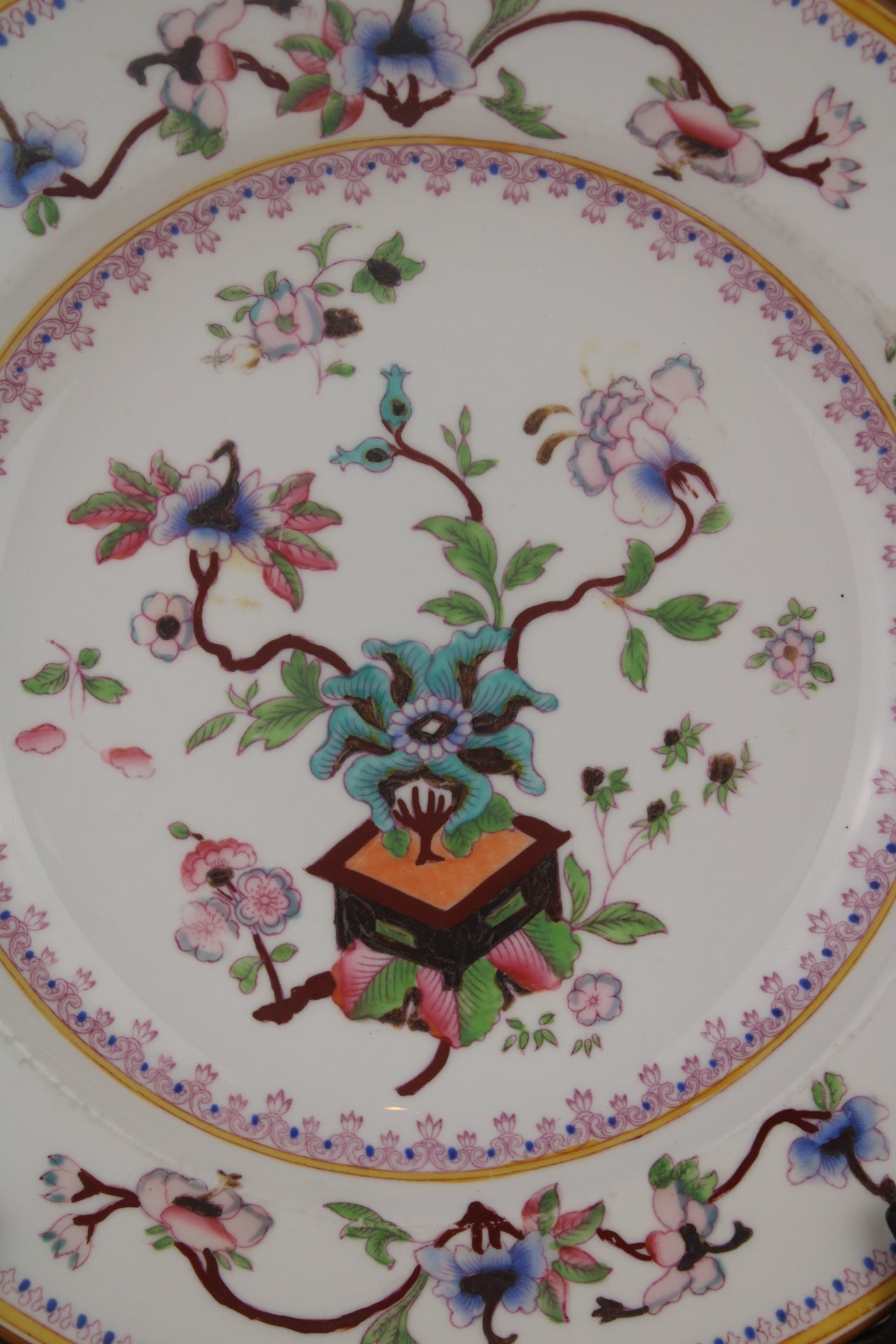 Orange and Pink Hand Painted Plate