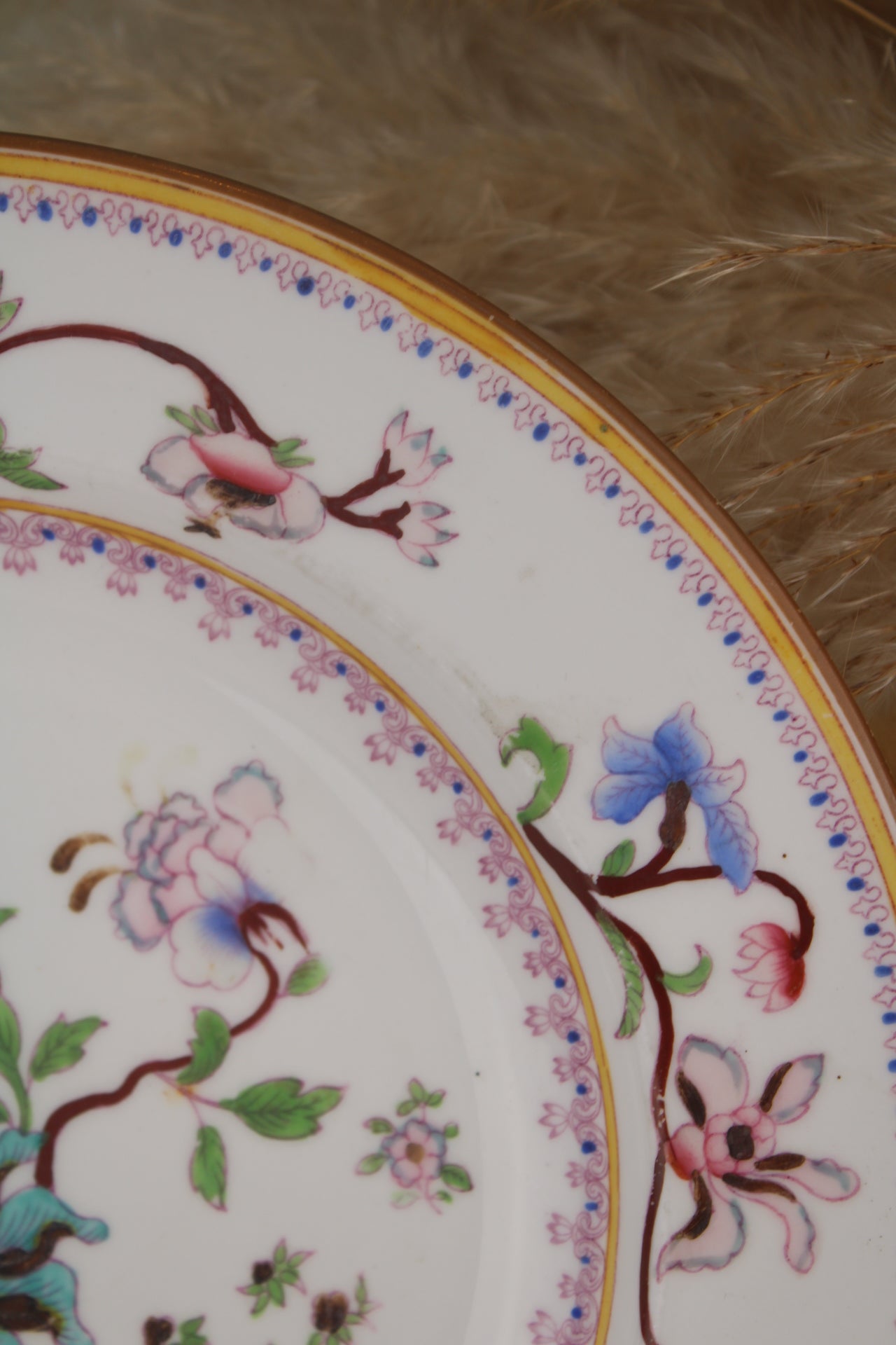Orange and Pink Hand Painted Plate