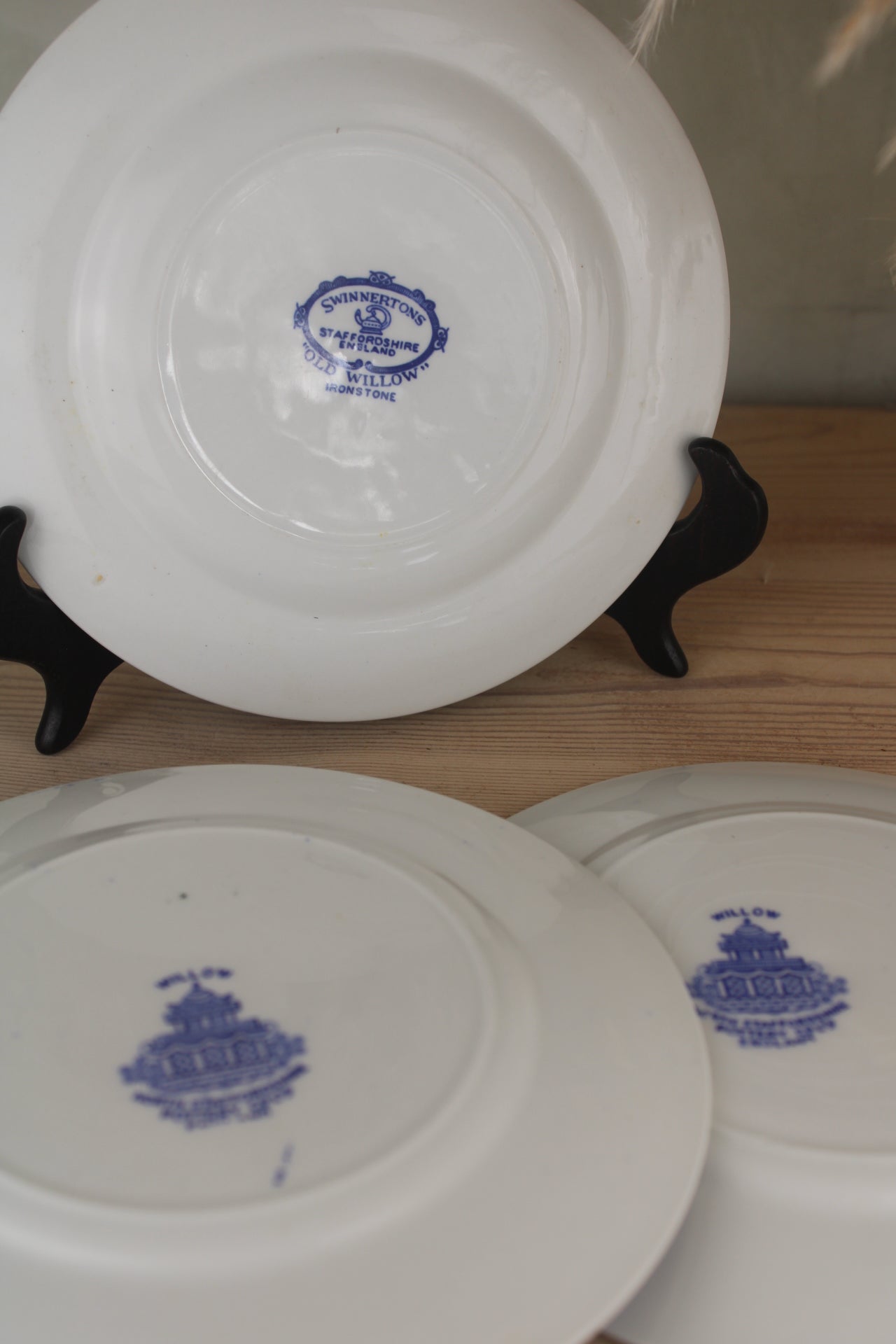Set of 4 Mismatch Old Willow Side Plates