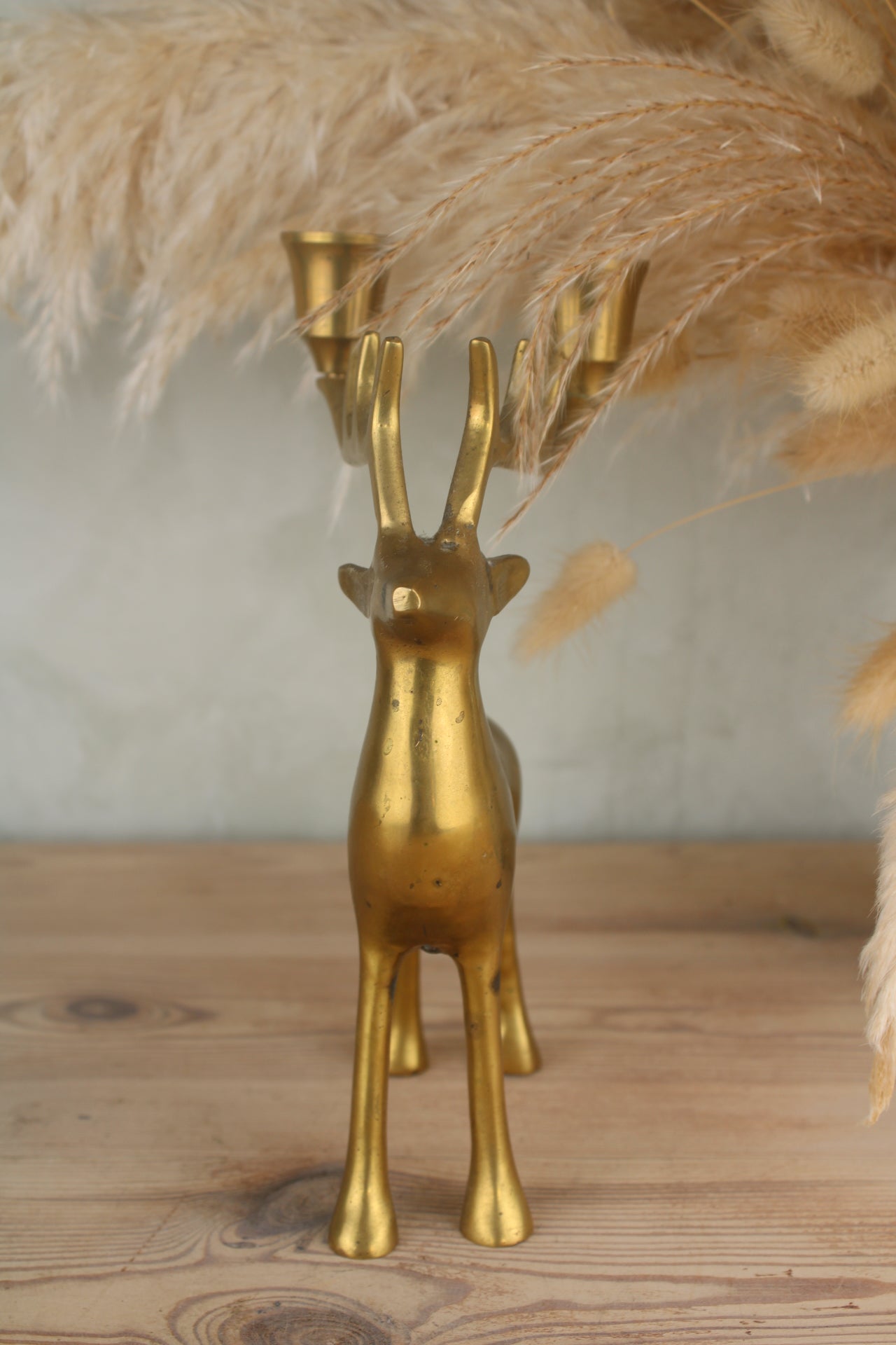 Brass Stag Reindeer Candlestick Stand