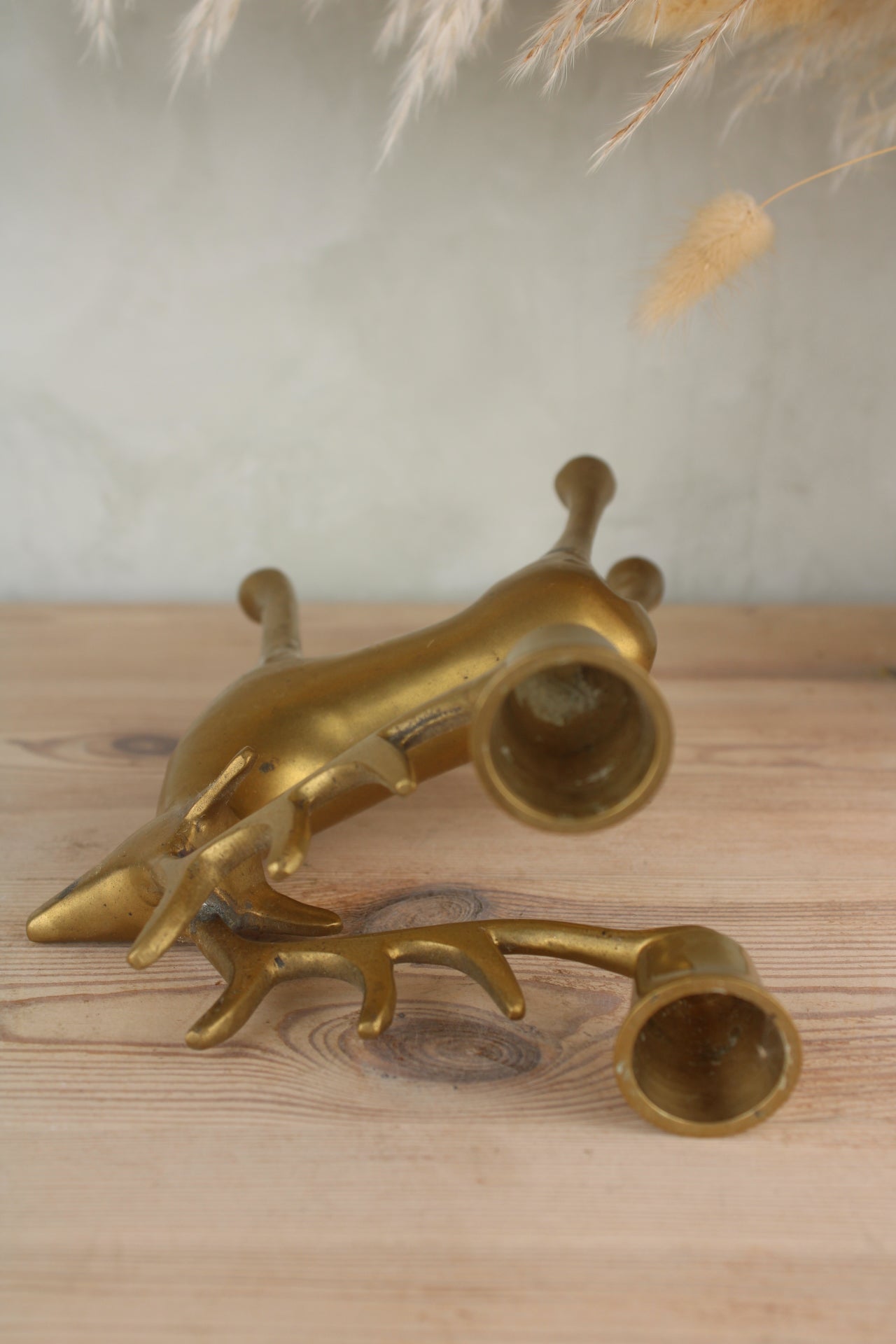 Brass Stag Reindeer Candlestick Stand