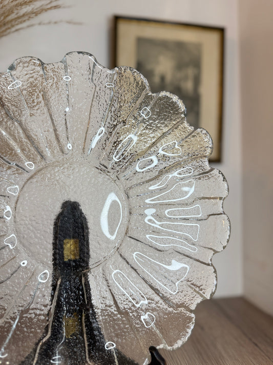 Scallop Edge Large Vintage Glass Plate