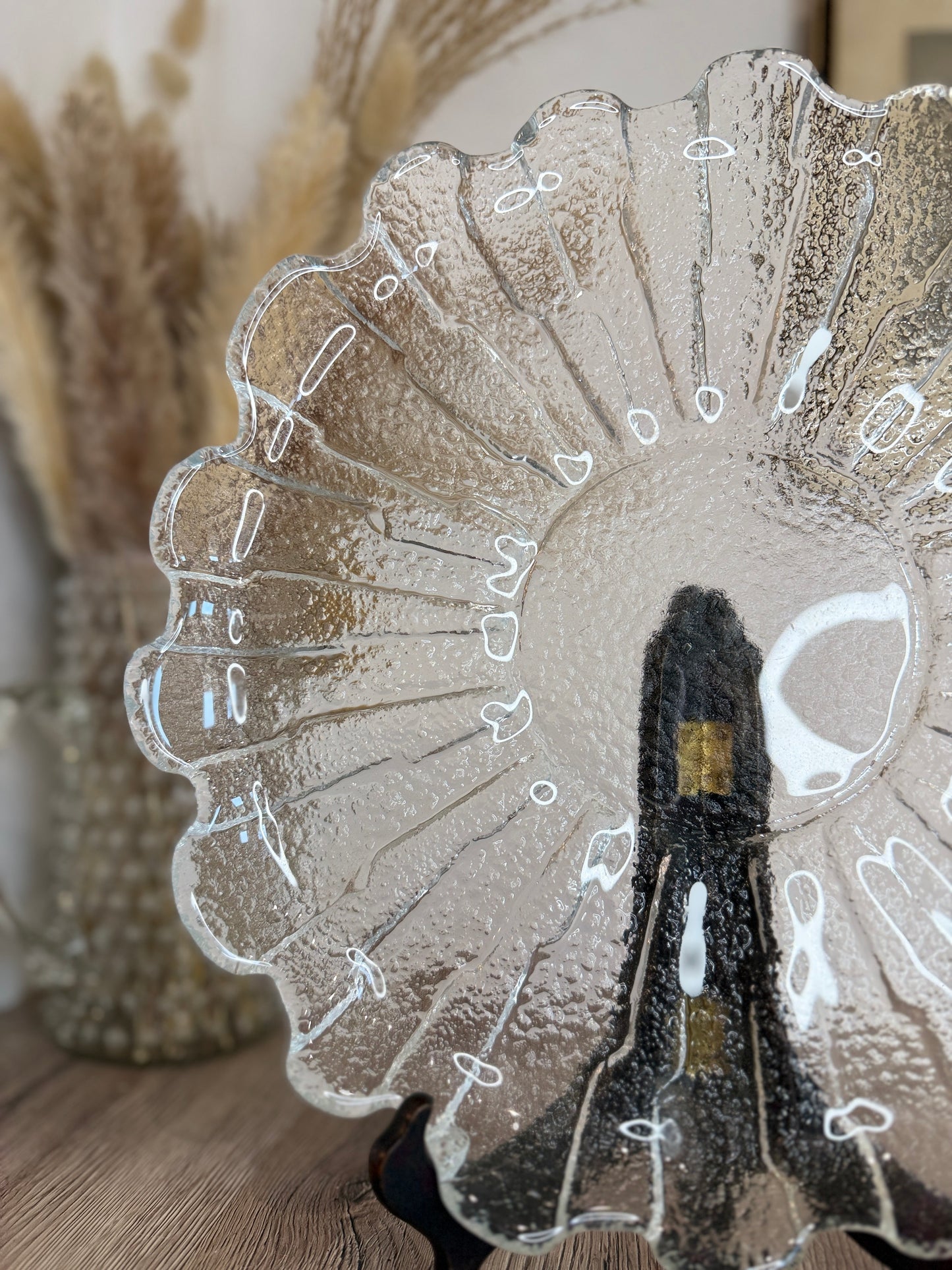 Scallop Edge Large Vintage Glass Plate