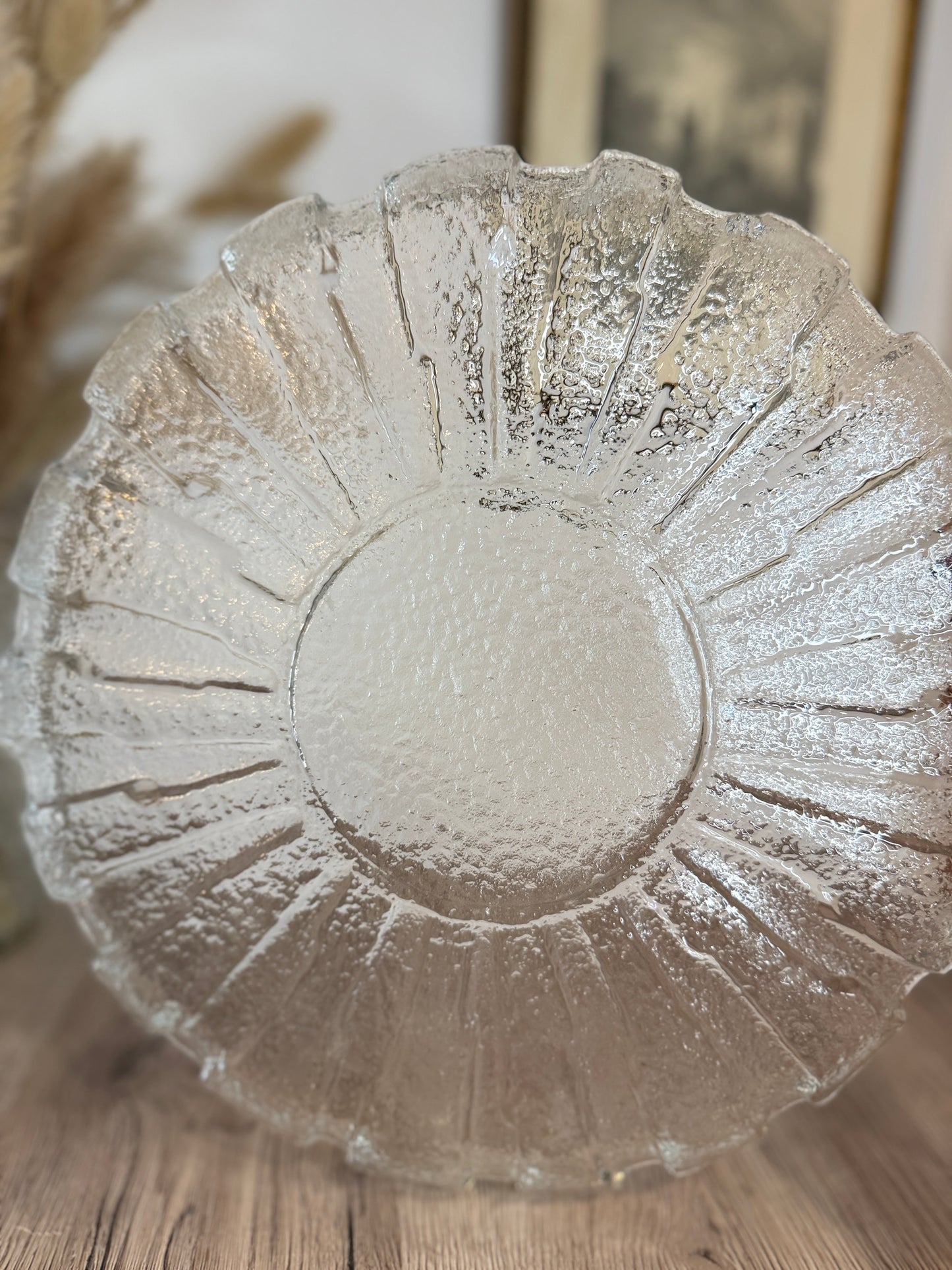 Scallop Edge Large Vintage Glass Plate