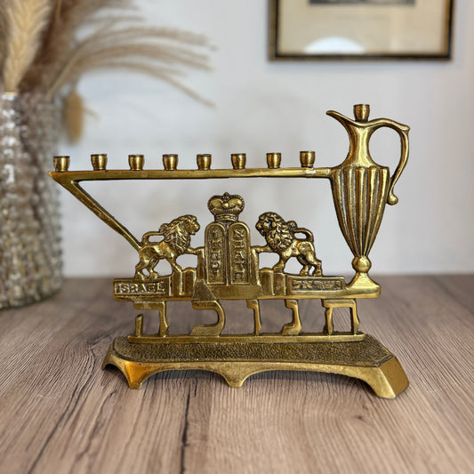 Solid Brass Vintage Hanukkah Menorah, Judaica