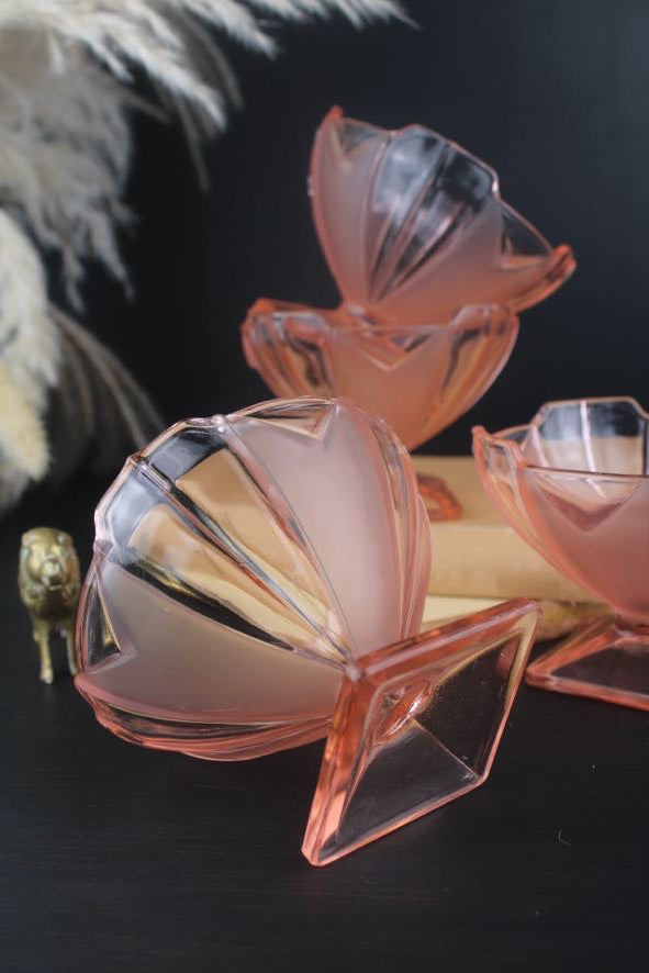 Set of 4 Pink Glass Sundae Bowls