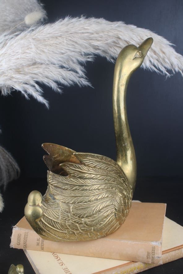Brass Swan Planter Pot