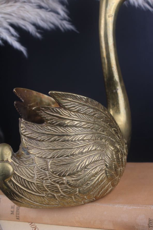 Brass Swan Planter Pot