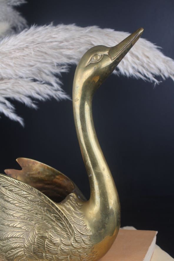 Brass Swan Planter Pot
