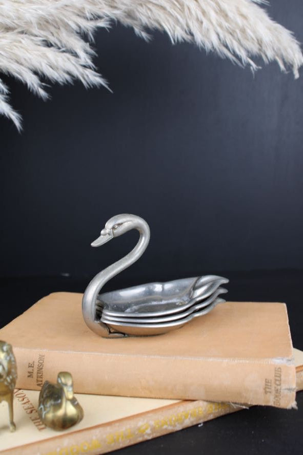 Swan Silver Stackable Ashtray Set