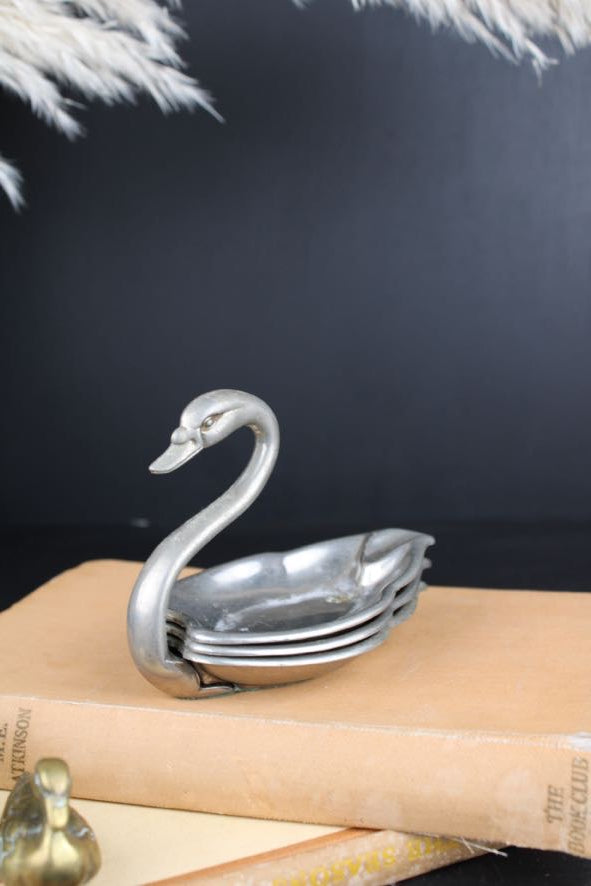 Swan Silver Stackable Ashtray Set