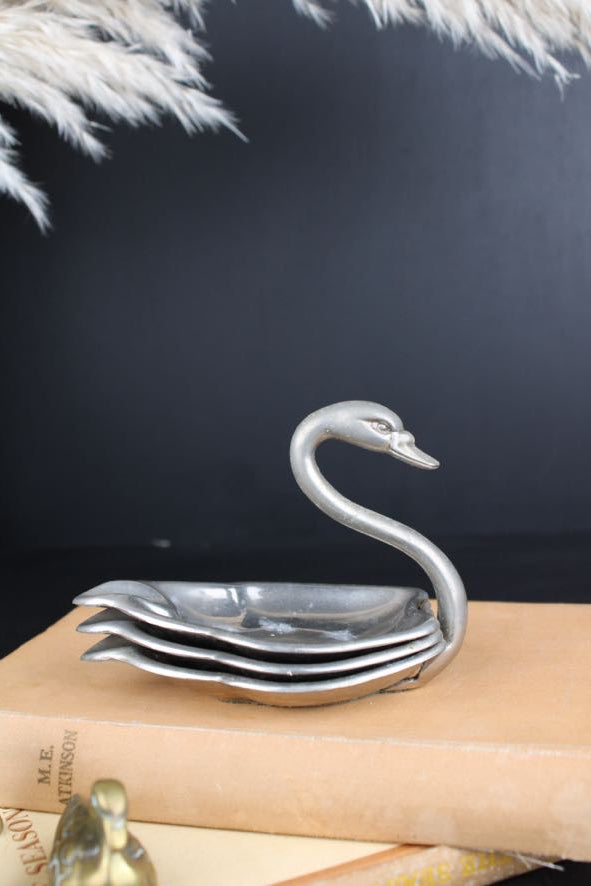 Swan Silver Stackable Ashtray Set