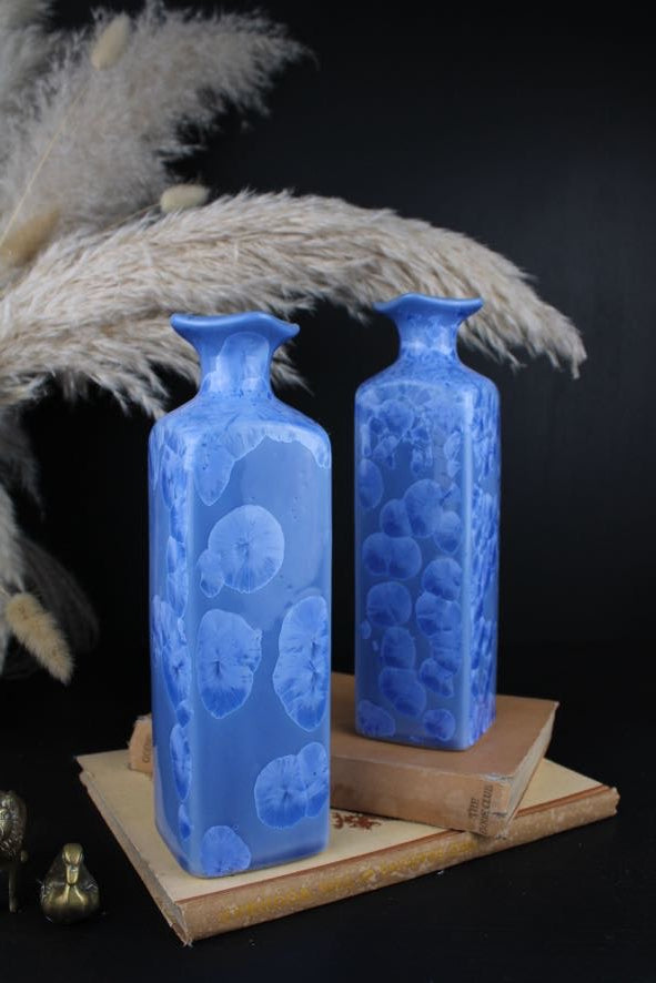 Cornflower Blue Chinese Vase with Crystalline Glaze 1970s