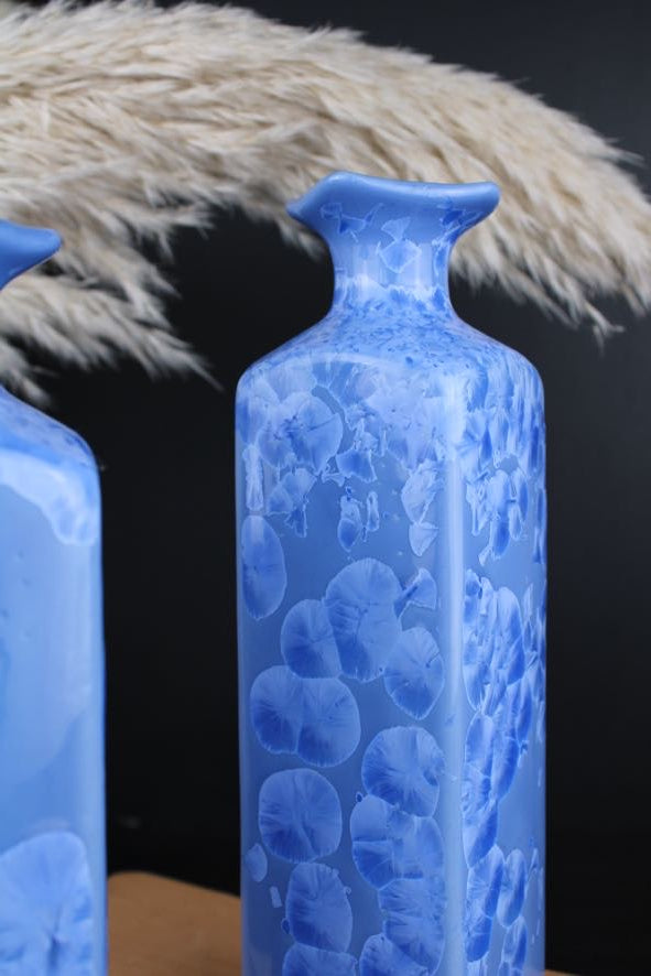 Cornflower Blue Chinese Vase with Crystalline Glaze 1970s