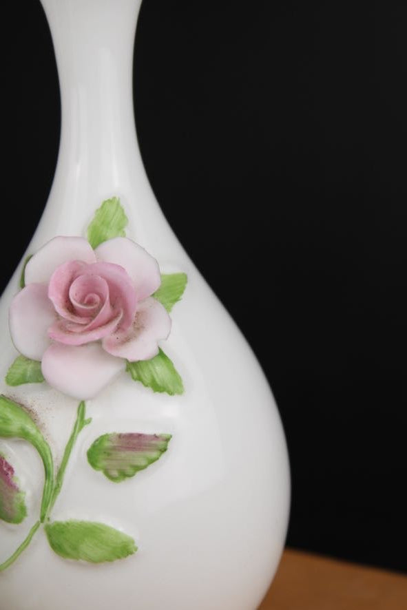 Pair of White Coalport Floral Vases