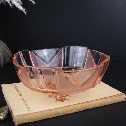 Pink Glass Art Deco Bowl