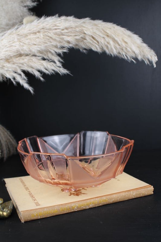 Pink Glass Art Deco Bowl