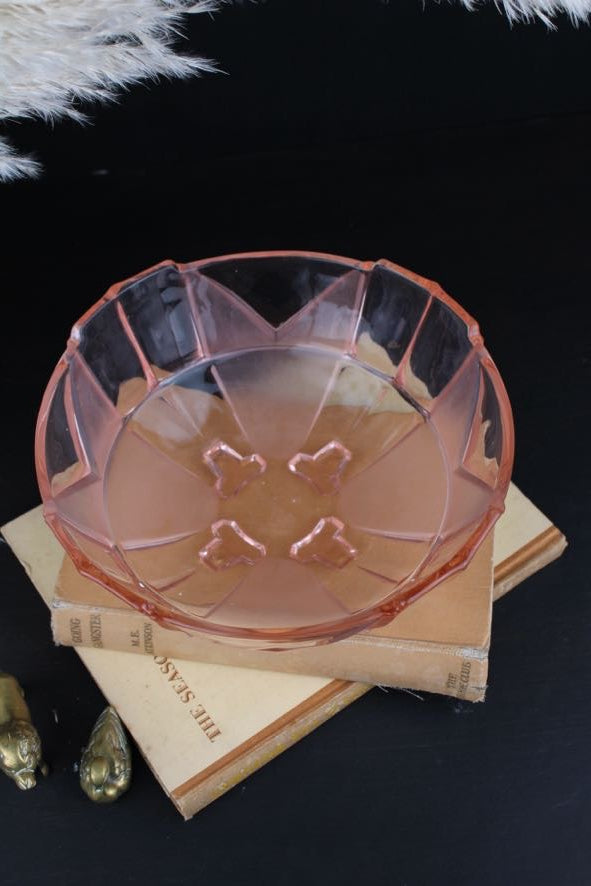 Pink Glass Art Deco Bowl