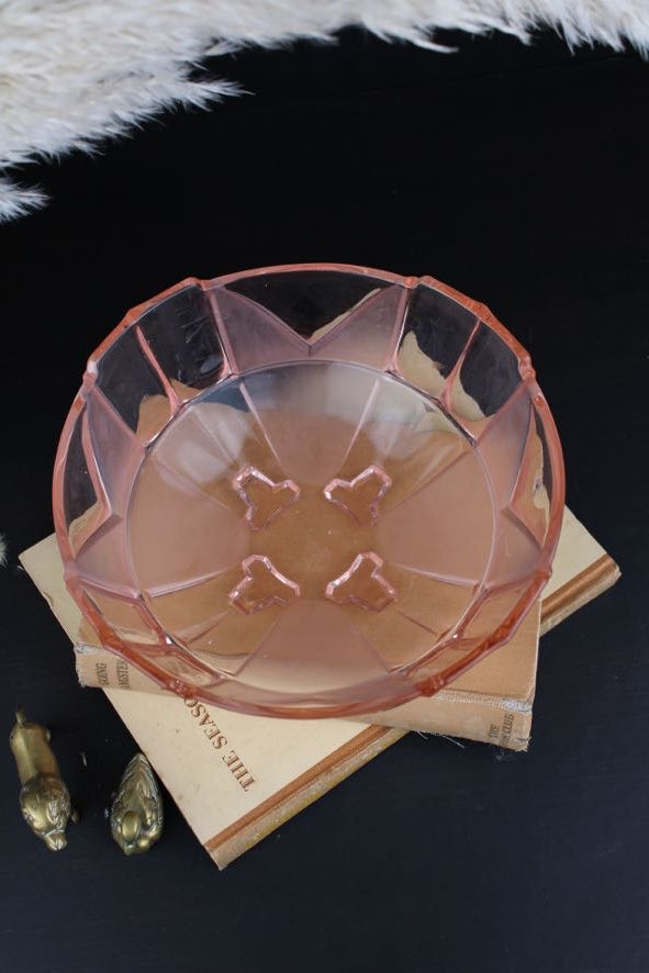 Pink Glass Art Deco Bowl