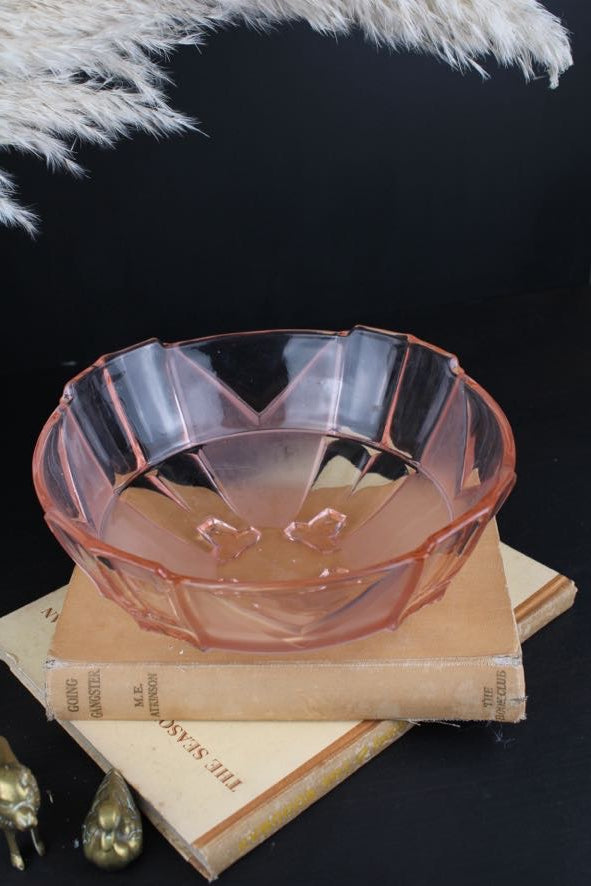Pink Glass Art Deco Bowl