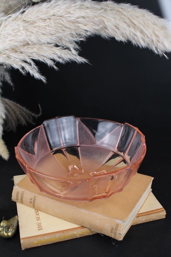 Pink Glass Art Deco Bowl
