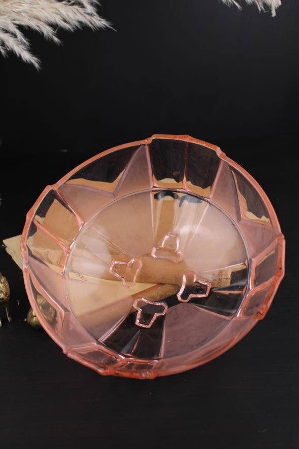 Pink Glass Art Deco Bowl