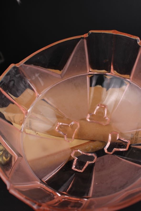 Pink Glass Art Deco Bowl