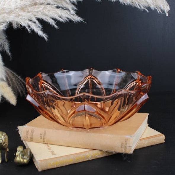 Pink Glass Flower Design Bowl