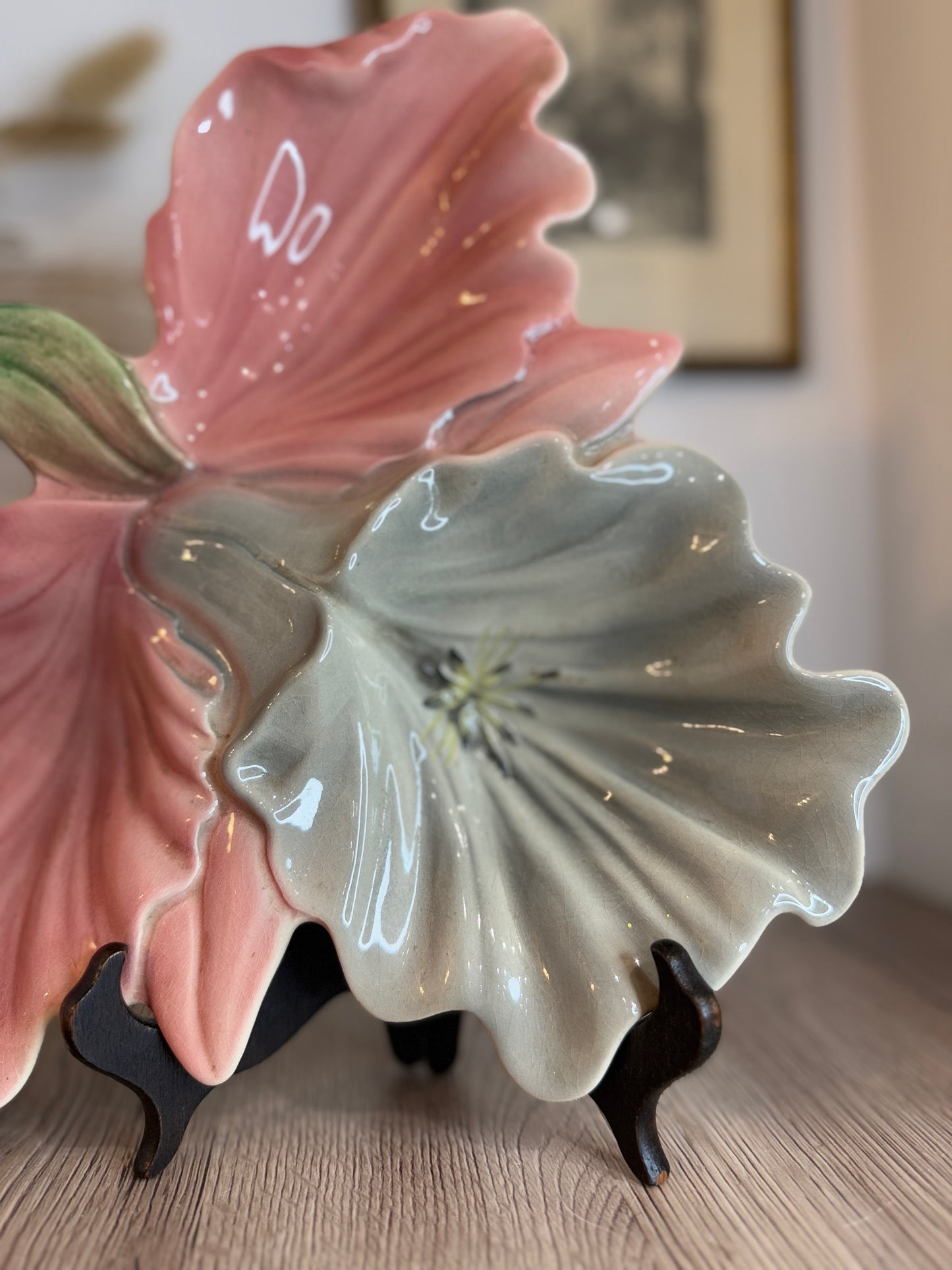 Pink Leaf Vintage Serving Plate