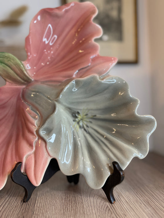 Pink Leaf Vintage Serving Plate