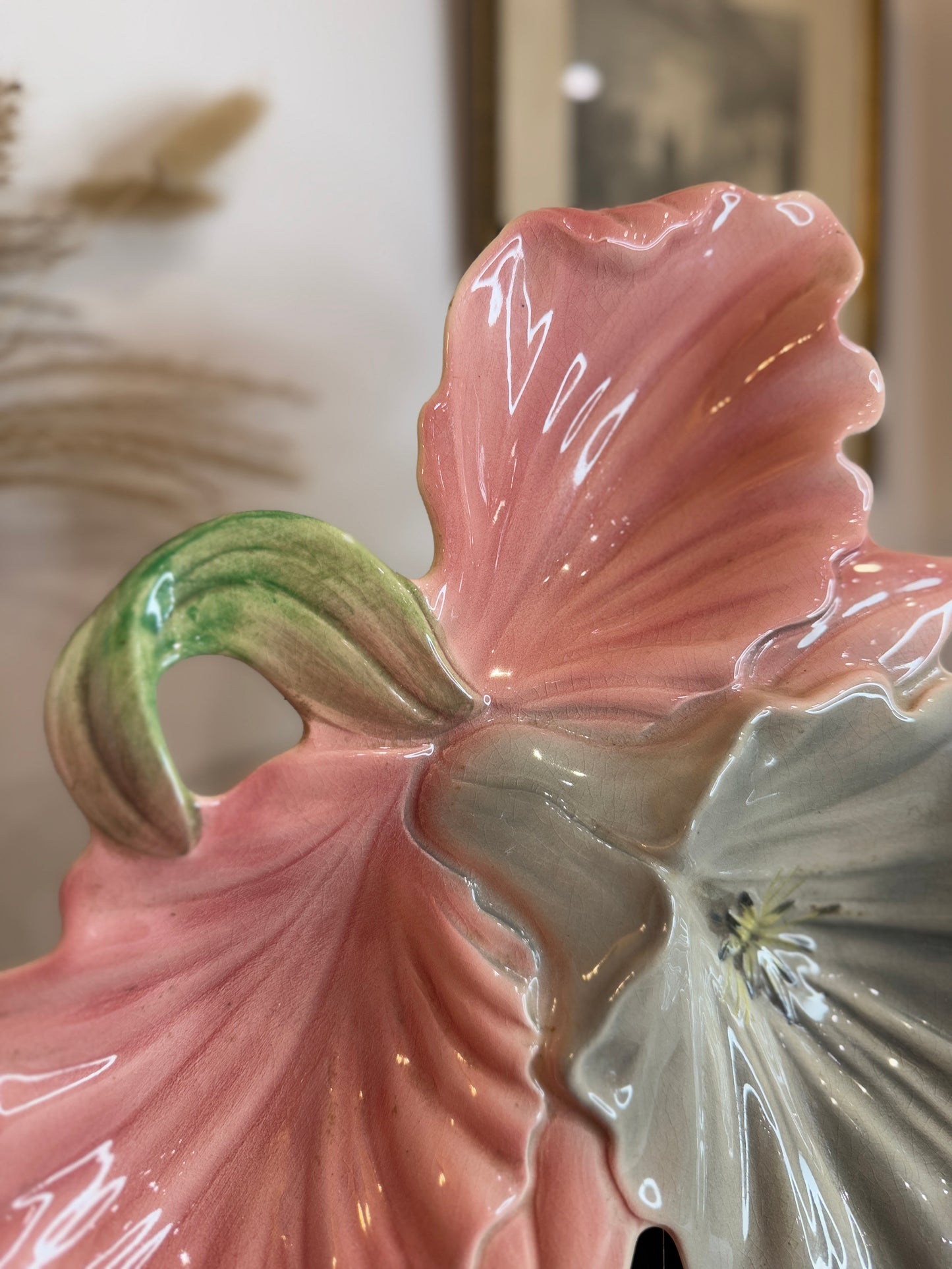 Pink Leaf Vintage Serving Plate
