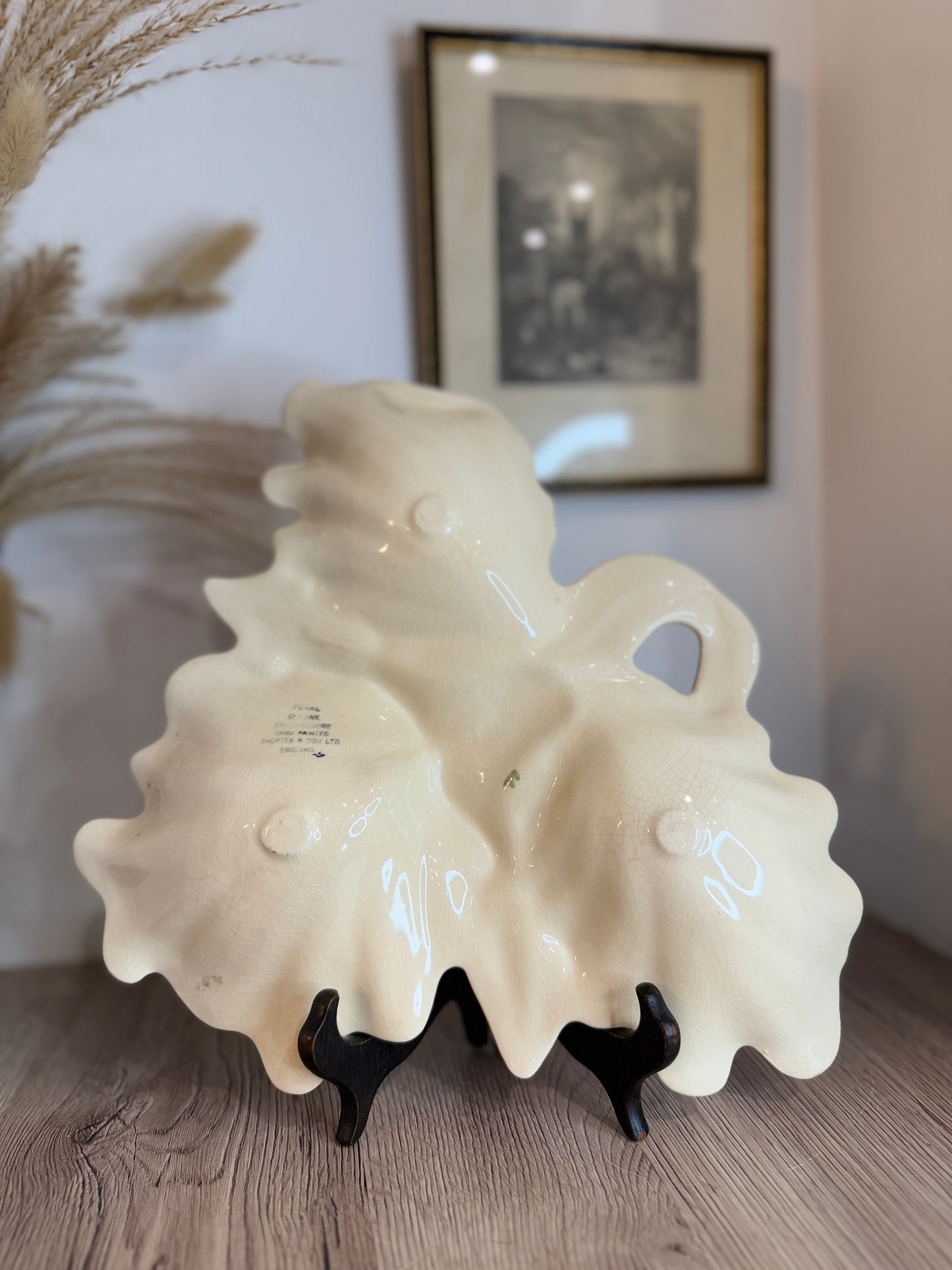 Pink Leaf Vintage Serving Plate
