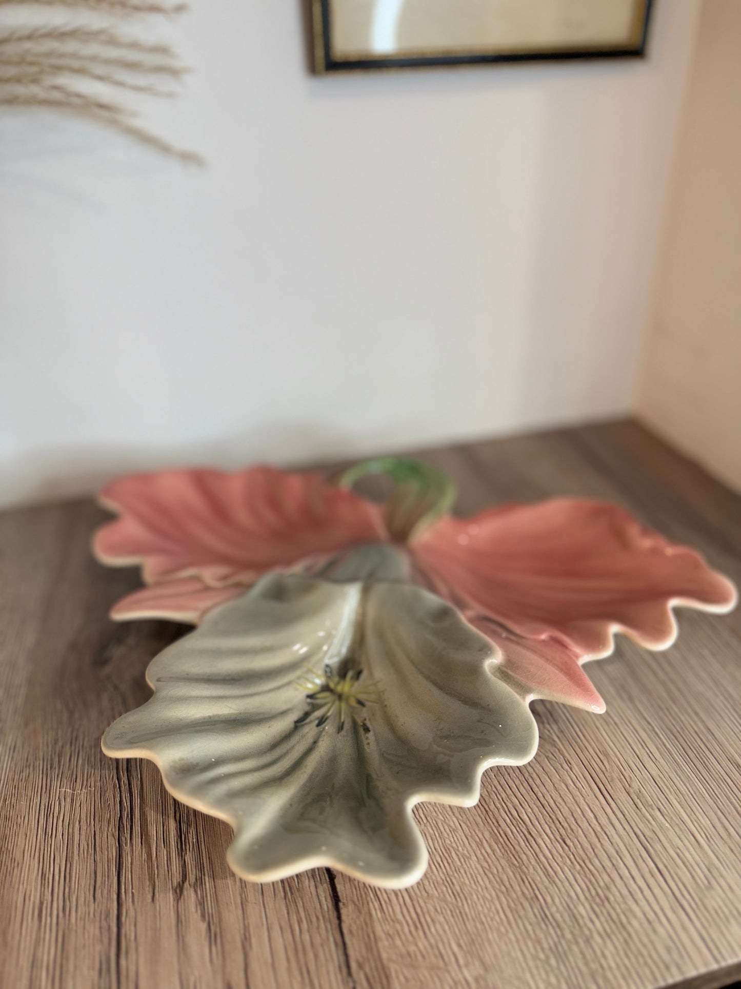Pink Leaf Vintage Serving Plate