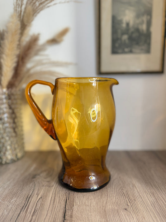 Amber Glass Pitcher Jug