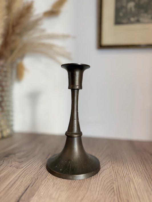 Indian Aged Metal Candlestick Holder Stand