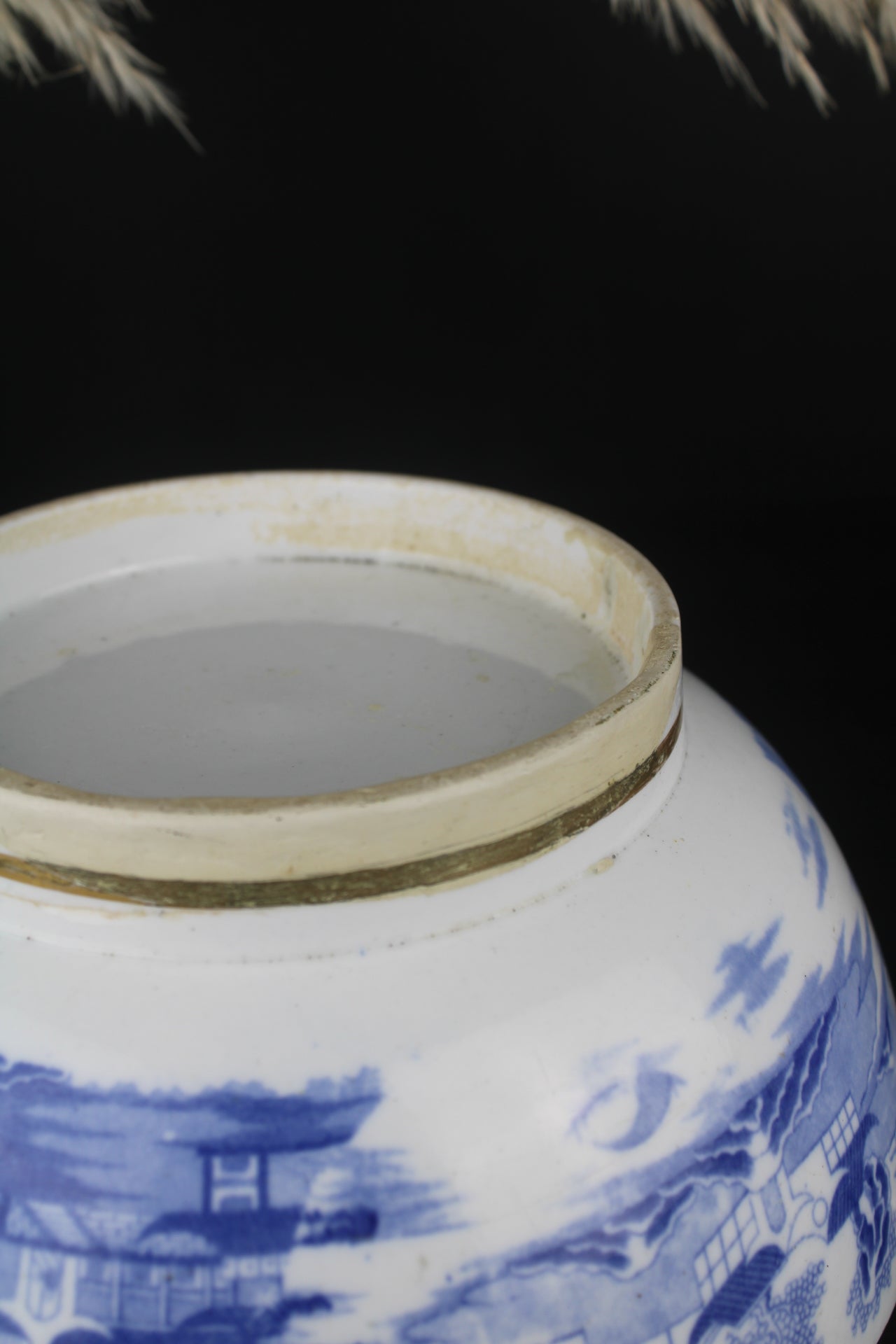 Antique Blue and White Fruit Bowl