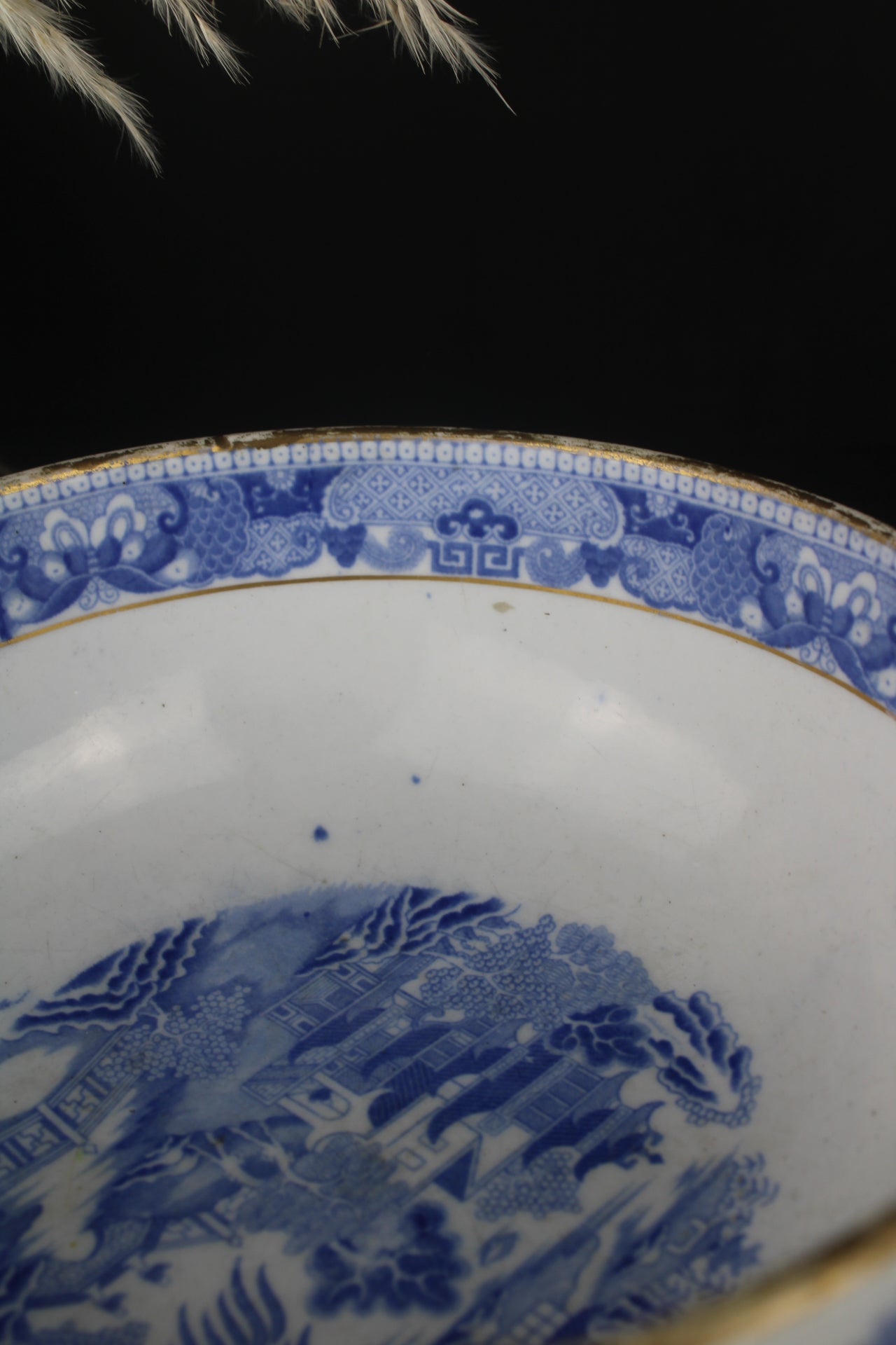 Antique Blue and White Fruit Bowl