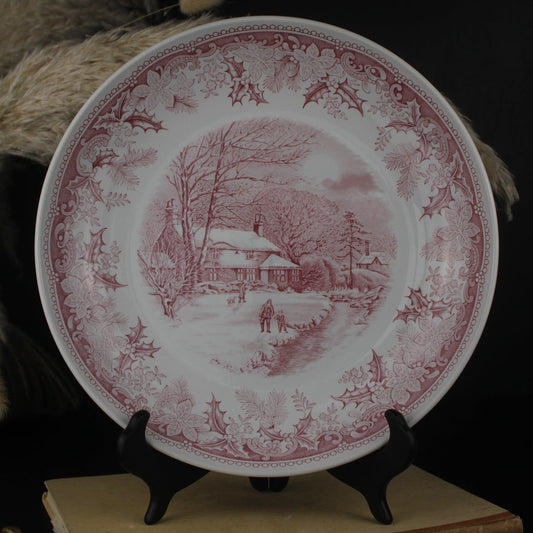 Spode Winters Eve Pink and White Bowl