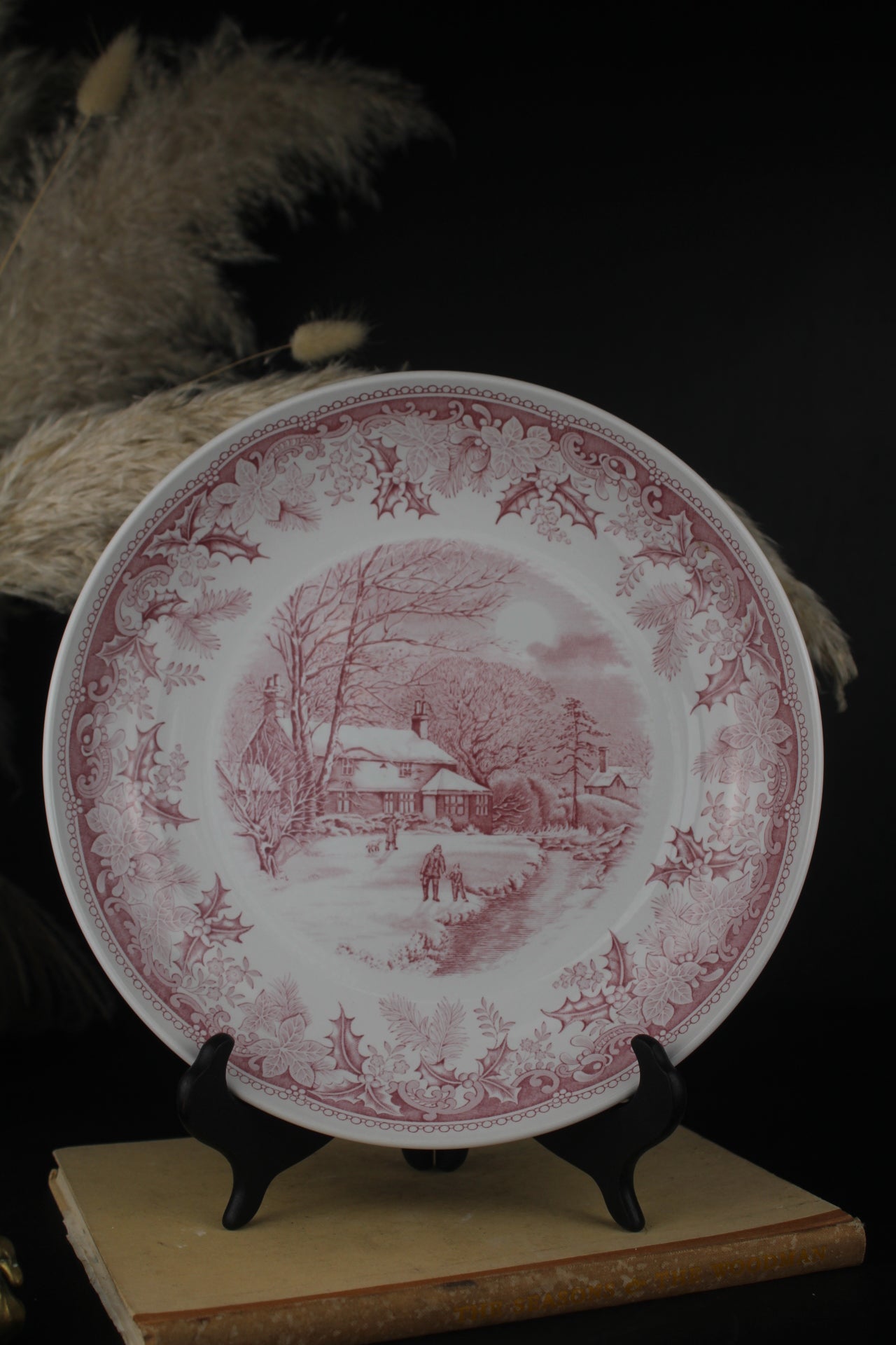 Spode Winters Eve Pink and White Bowl