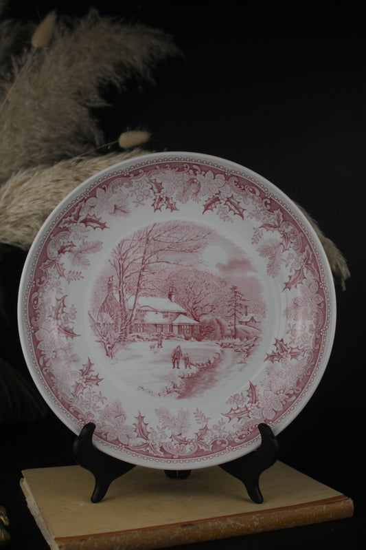 Spode Winters Eve Pink and White Bowl