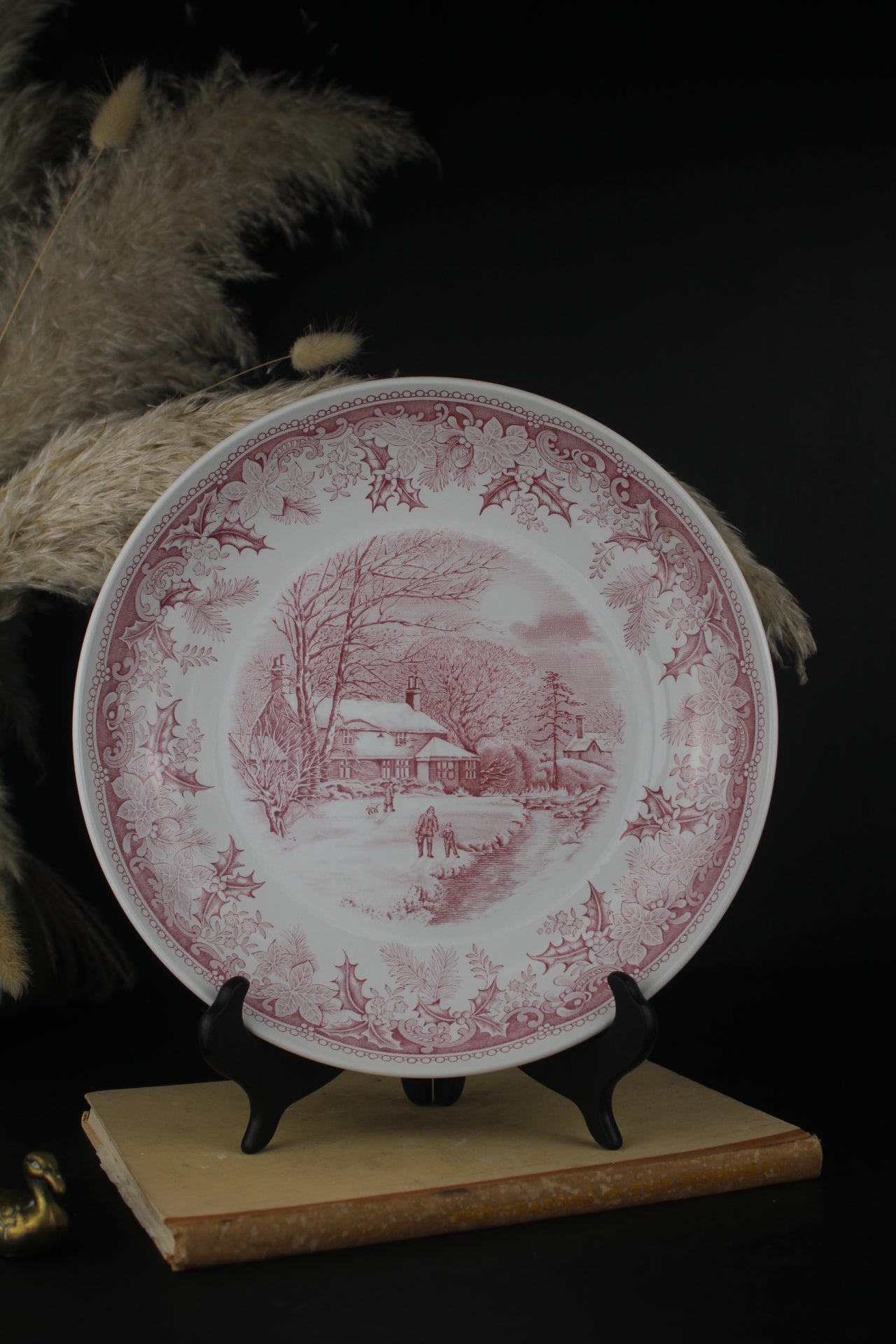 Spode Winters Eve Pink and White Bowl