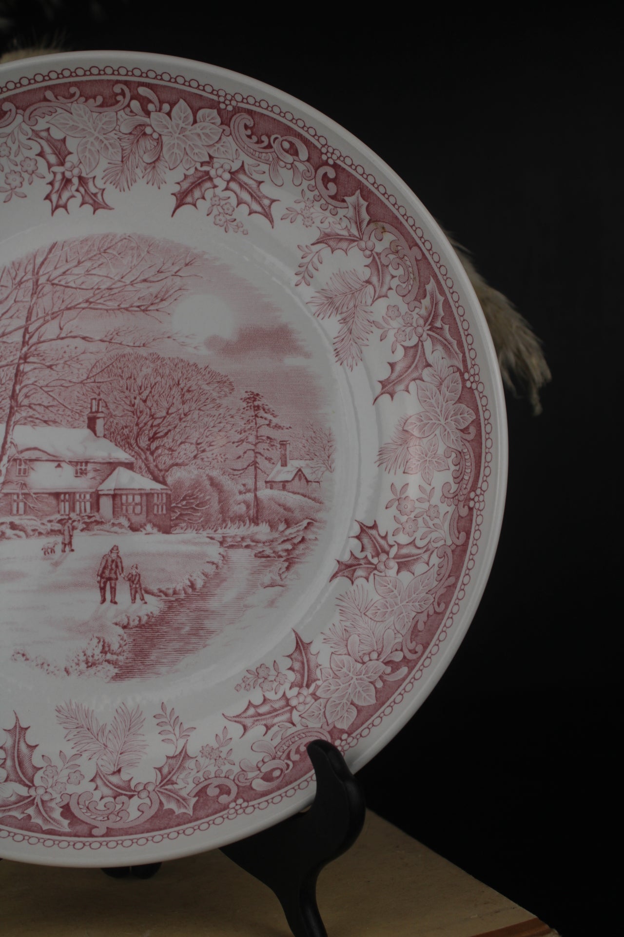 Spode Winters Eve Pink and White Bowl