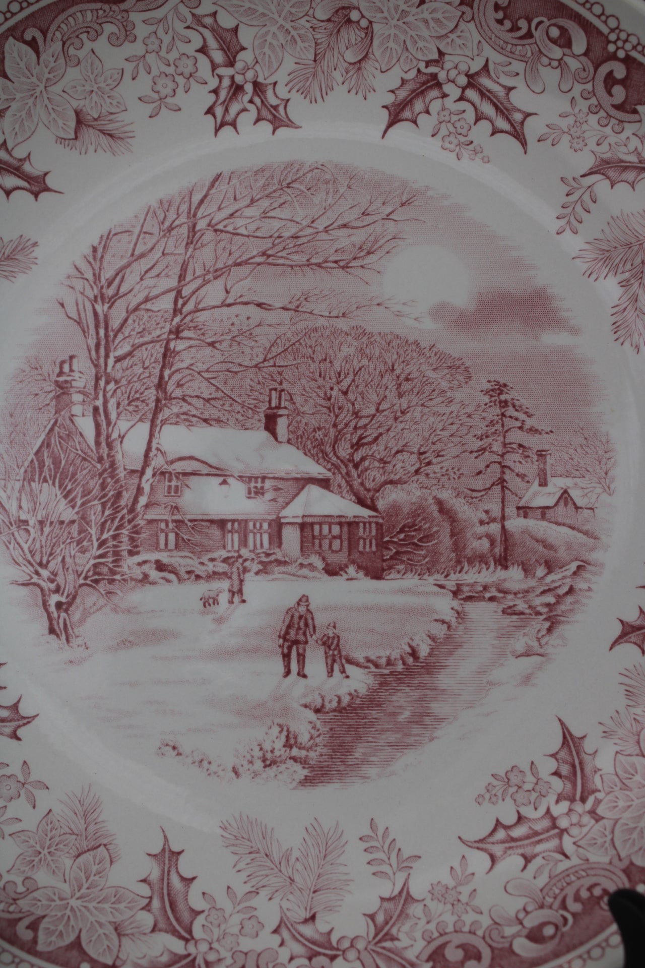 Spode Winters Eve Pink and White Bowl