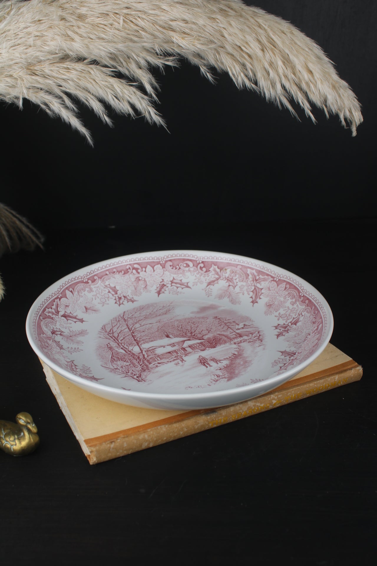 Spode Winters Eve Pink and White Bowl