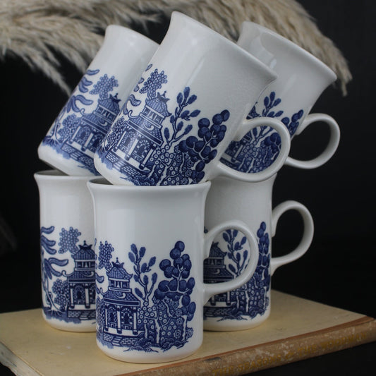 Set of 6 Old Willow Mugs