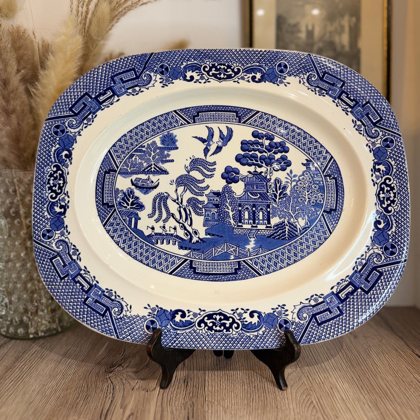 Large Vintage Woods Ware Old Willow Serving Platter
