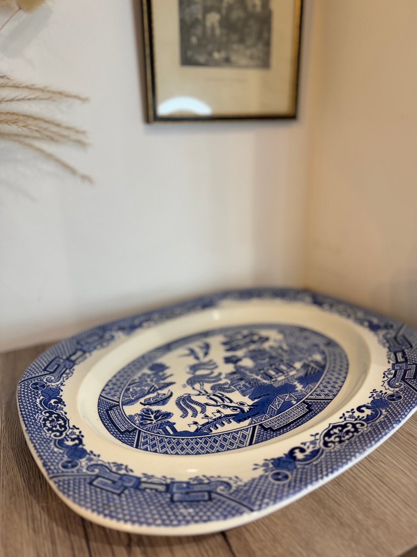 Large Vintage Woods Ware Old Willow Serving Platter