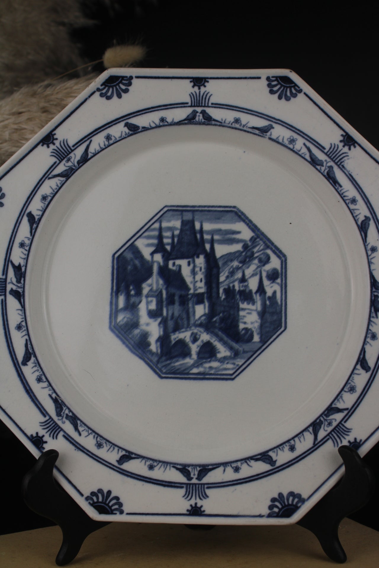 Minton Blue and White Octagonal Plate