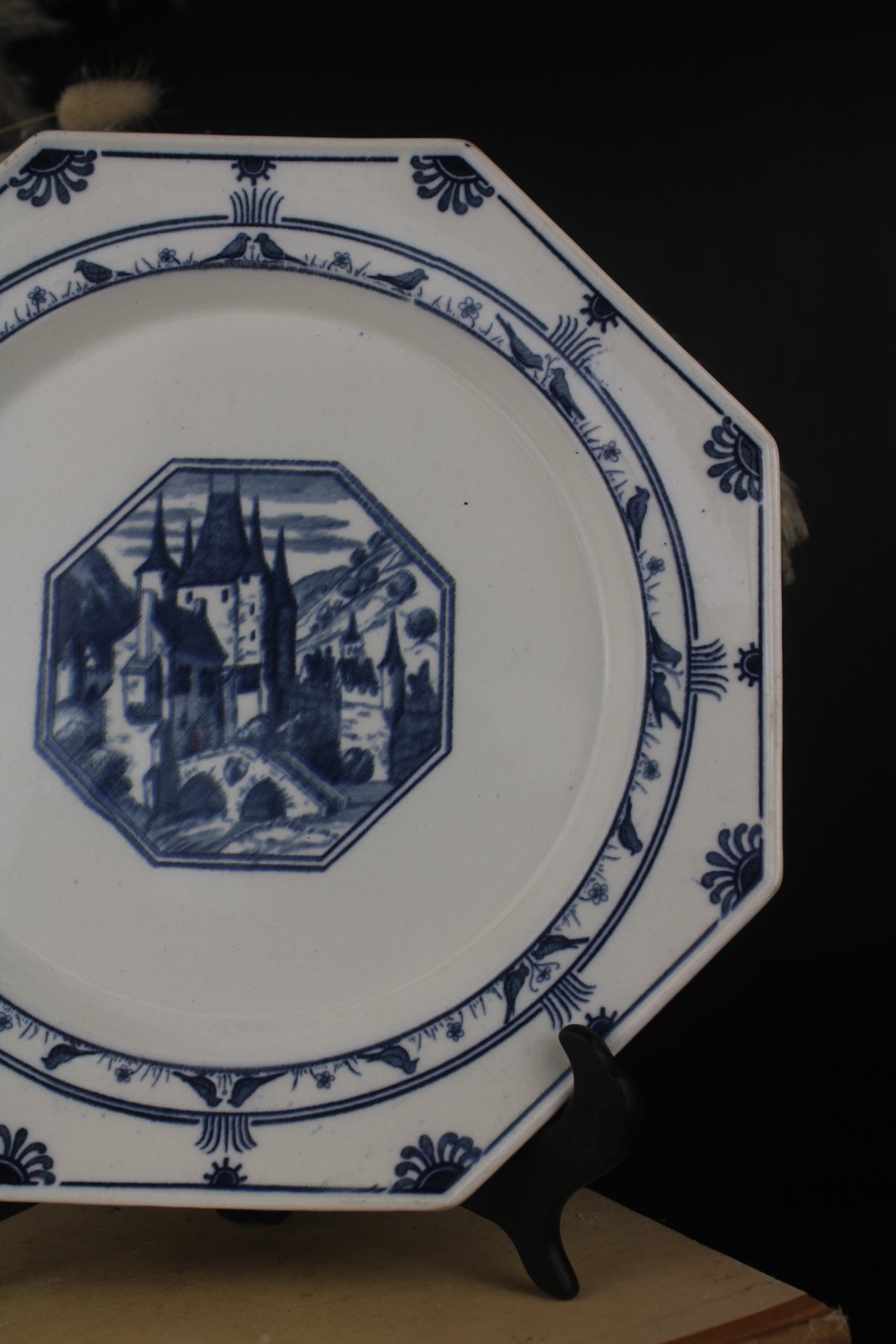 Minton Blue and White Octagonal Plate